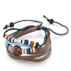 Multi Strand Leather And Agate And Metal And Resin Beads On Rope Bracelet
