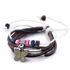 Triple Leather With Two With Metal And Beads On Rope Dangle Butterfly Brac...