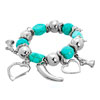 Silver Turquoise Mix Dangle Horn Heart Love Beads Charms Bracelets