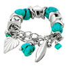 Silver Turquoise Mix Dangle Heart Love Beads Charms Bracelets