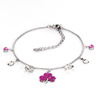 October Birthstone Rose Pink Crystal Clover Dangle Hotwife Anklet Bracelet