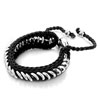 Black Cotton Woven Rings Friendship Wrap Bracelet Metal Button Adjustable