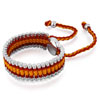 Yellow And Red Cotton Woven On Clubs Wrap Bracelet With Metal Button Adjustable