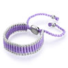 Purple Cotton Woven Clubs Friendship Wrap Bracelet Metal Button Adjustable