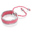 Pink Cotton Woven Clubs Friendship Wrap Bracelet Metal Button Adjustable