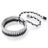 Black White Cotton Woven Clubs Friendship Bracelet Metal Button Adjustable...