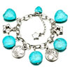 Star And Round Silver Tone With Heart And Round Turquoise Beads Bracelets ...