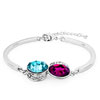 Chain With Fuchsia And Aquamarine Austrian Crystal Oval With Moon With Cle...