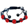 Five Red Disco Ball Rhinestone Adjustable Shamballa Bracelet Bead Bracelets