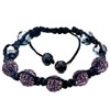 Pugster Five Amethyst Disco Ball Rhinestone Adjustable Shamballa Bracelet