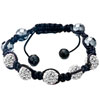 Five White Disco Ball Rhinestone Adjustable Shamballa Bracelet Bead Bracel...