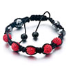 Five Bright Red Disco Ball Rhinestone Adjustable Shamballa Bracelet Bead B...