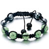Five Emerald Disco Ball Rhinestone Adjustable Shamballa Bracelet Bead Brac...
