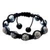 Five Gray Disco Ball Rhinestone Adjustable Shamballa Bracelet Bead Bracelets