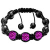 Triple Amethyst Disco Ball Rhinestone Adjustable Shamballa Bracelet Bead B...