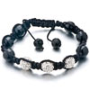 Triple White Disco Ball Rhinestone Adjustable Shamballa Bracelet Bead Brac...