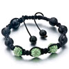 Triple Emerald Disco Ball Rhinestone Adjustable Shamballa Bracelet Bead Br...