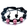 Triple Pink Disco Ball Rhinestone Adjustable Shamballa Bracelet Bead Brace...