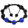 Pugster Triple Sapphire Disco Ball Rhinestone Adjustable Shamballa Bracelet