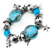 Bracelets - Blue Ball With Starfish And Dragonflies Bracelet Charm Dangle