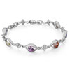 Eyes With Colorful Crystal Round And Clear Crystal Four Leaf Clover Bracelet