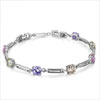 Colorful Crystal Round And Silver Tone Rectangle Bracelet