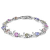Colorful Crystal Round And Silver Tone Pattern Bracelet