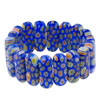 Orange And Yellow Flower Pattern Blue Murano Glass Bracelet