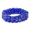 White And Orange Flower Pattern Blue Murano Glass Bracelet