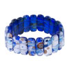 Silver Foil Flower Pattern Blue Murano Glass Bracelet