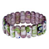 White And Green Flower Pattern  Red   Murano  Glass Bracelet