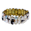 Amber Murano Glass With Pearl And Blue Flower Pattern Bracelet