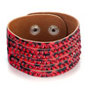 Red Rhinestone With Leather Bracelet