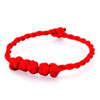 Double Red Twined Cotton Rope With Five Knots Bracelet