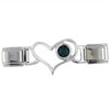 Id Heart  Link  May Emerald Color Birthstone  Italian   Charm 
