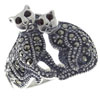 Size 8 Siamese Cats Sterling Silver Ring