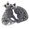 Size 9 Siamese Cats Sterling Silver Ring