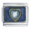Rhinestone Heart Blue Italian Charm