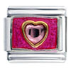 Rhinestone Heart Pink Italian Charm