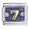 Number 7 Blue Italian Charm