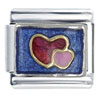  Hearts  Blue Italian Charm