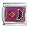 Star &amp; Moon Magenta Italian Charm