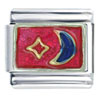  Star  &amp; Moon  Red  Italian Charm