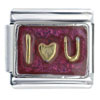  Hand   Painted  I Heart U Italian Charm