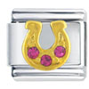 Gold Tone Purple Rhinestone Horseshoe