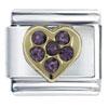 February Amethyst Color Birthstone Heart Italian Charm