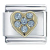 March Aquamarine Color Birthstone Heart Italian Charm