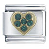 May Emerald Color Birthstone Heart Italian Charm