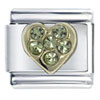 August Peridot Color Birthstone Heart Italian Charm
