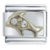  Silver  Crystal Dolphin Italian Charm